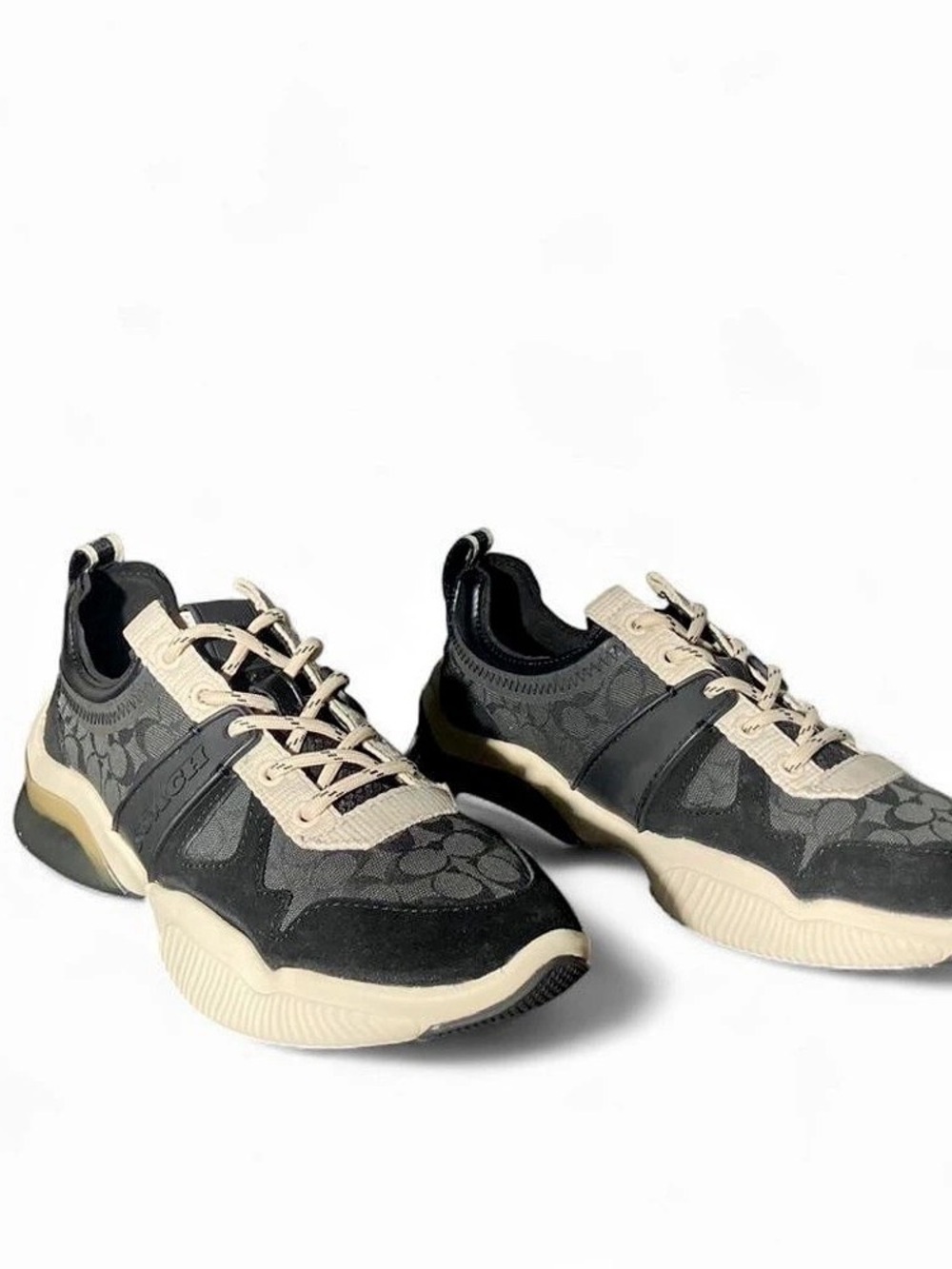 Coach Citysole Runner in Signature Canvas Black & Cream Sneakers Size 6.5